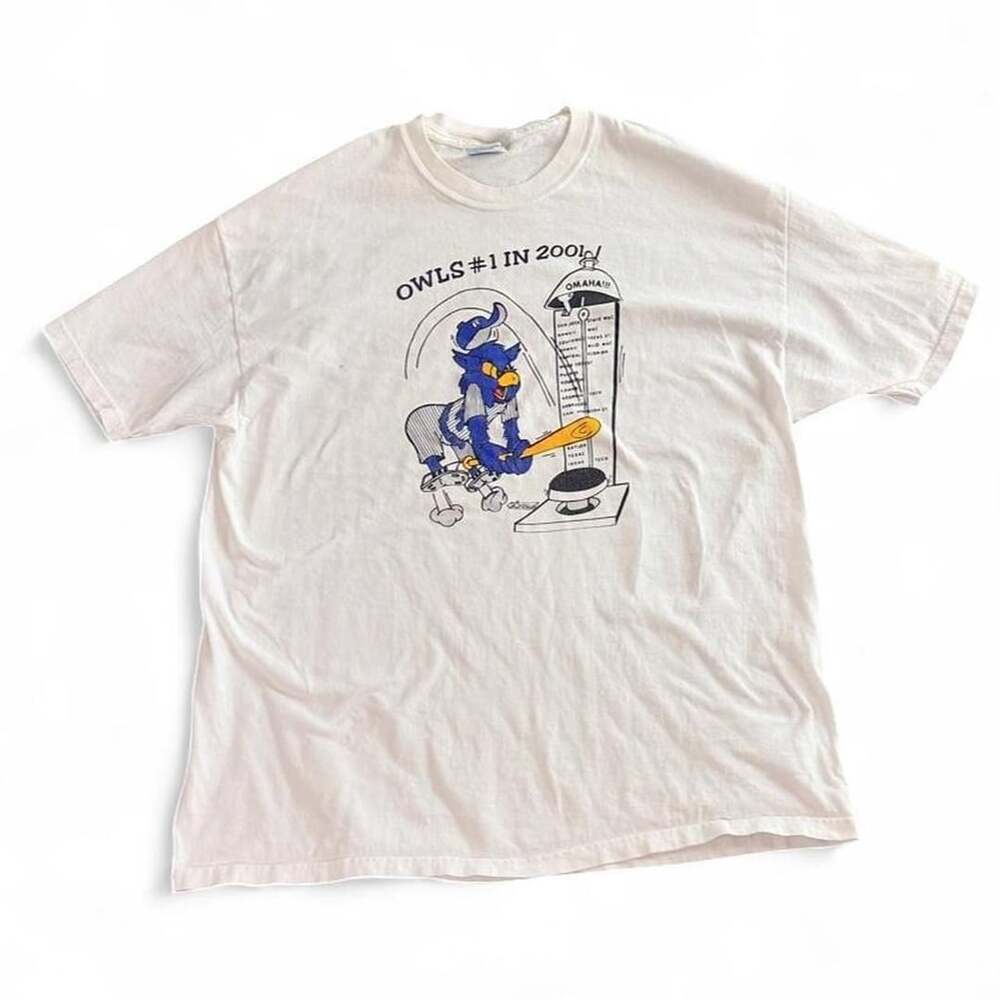 Hanes Rice Owls 2001 Baseball T-Shirt Size Adult XL White Cotton